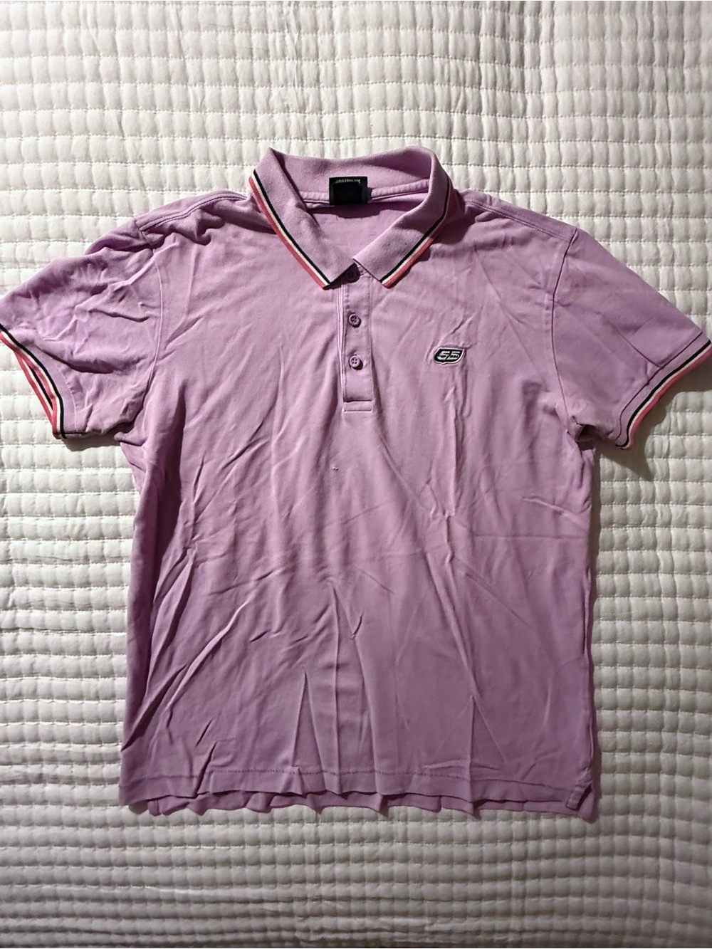 Diesel 55 (55DSL) Men's Thulian Pink Polo Shirt with Stripe Trim